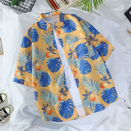 Chemise A Manches Courtes Florale Japonaise Rétro Hommes Et Femmes Hawaiennes Avec Le Meme Style Décontracté Chemise De Plage Ample Marée