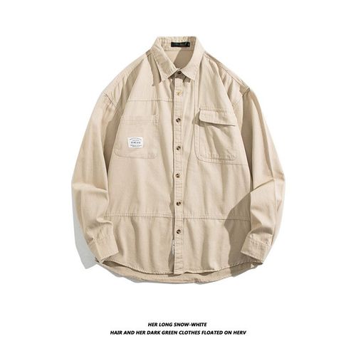 Outillage Pur Coton Chemise A Manches Longues Hommes Printemps Et Été Nouvelle Tendance Lâche Style Mode Chemise Décontractée Veste