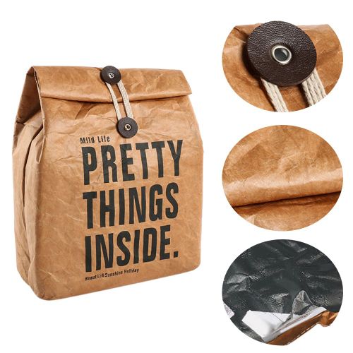 Sac De Pique-Nique En Papier Marron, Non Toxique, Réutilisable, Camping, Glacière, Stockage Des Aliments, Durable, Lavable Et Isolé