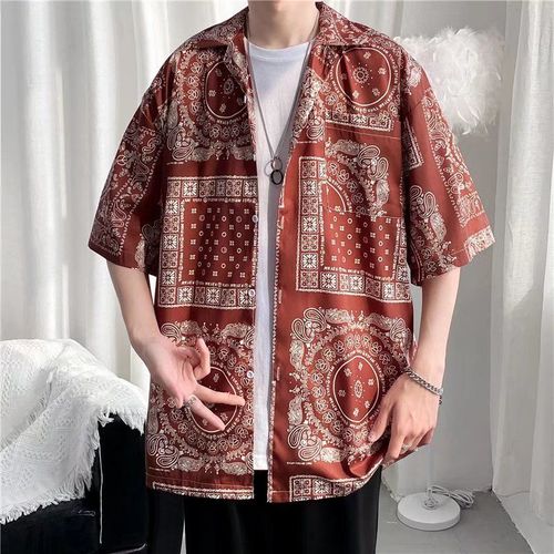 Chemise A Fleurs Vintage Rétro De Style A Manches Courtes De Style Thailandais Design De Style Hawaien Se Sentant Belle Et Ample Chemise Pour Hommes Et Femmes