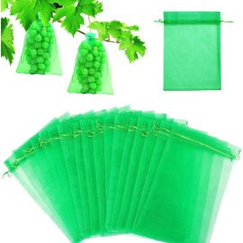 50 Sac Protection Fruits Sacs Filets Protection des Grappes de Raisins Contre Oiseaux et Insectes Guêpes Frelons 30x20cm,Vert Mousse