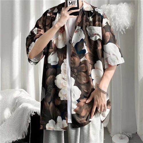 Chemise A Fleurs Vintage Rétro De Style A Manches Courtes De Style Thailandais Design De Style Hawaien Se Sentant Belle Et Ample Chemise Pour Hommes Et Femmes