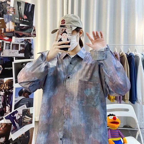 Style Rétro De Ins Automne Sentiment Chemise A Fleurs A Manches Longues Couples Masculins Et Féminins All-Match Lâche Chemise Cubaine Paresseux A La Mode