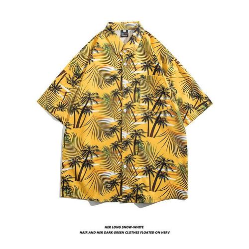 Peinture A L'huile Vintage Style Chemise Florale Rétro Mâle Hawaii Vacances Lâche Été Couple Chemise A Manches Courtes