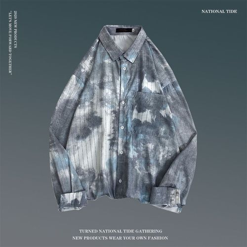 Printemps Rétro Fleur Chemise Hommes Version Coréenne De La Tendance All-Match Lâche Chemise A Manches Longues Personnalité Style Couple Tops Manteau