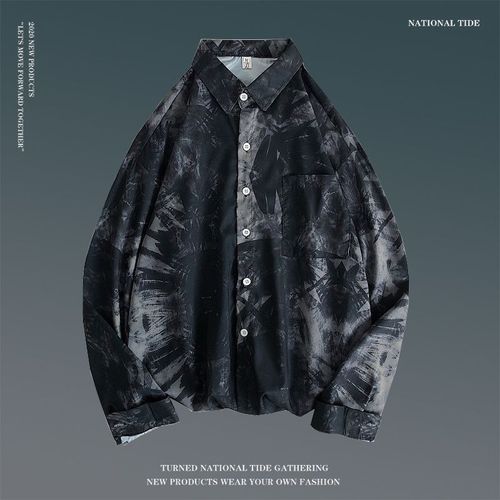 Printemps Rétro Fleur Chemise Hommes Version Coréenne De La Tendance All-Match Lâche Chemise A Manches Longues Personnalité Style Couple Tops Manteau