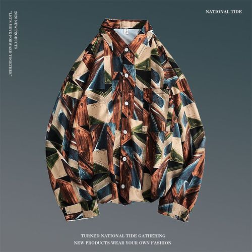 Printemps Rétro Fleur Chemise Hommes Version Coréenne De La Tendance All-Match Lâche Chemise A Manches Longues Personnalité Style Couple Tops Manteau