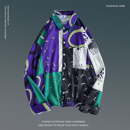 Printemps Rétro Fleur Chemise Hommes Version Coréenne De La Tendance All-Match Lâche Chemise A Manches Longues Personnalité Style Couple Tops Manteau