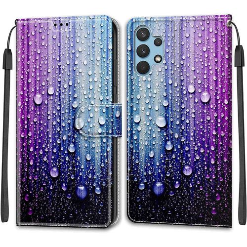 Coque Pour Samsung Galaxy A32 4g, Etui Samsung A32 4g, Housse De Galaxy A32 4g En Cuir Pu, Etui Housse En Cuir De Protection Avec [3 Emplacements Pour Cartes] [Magnetique] Flip Case(Bleu Violet