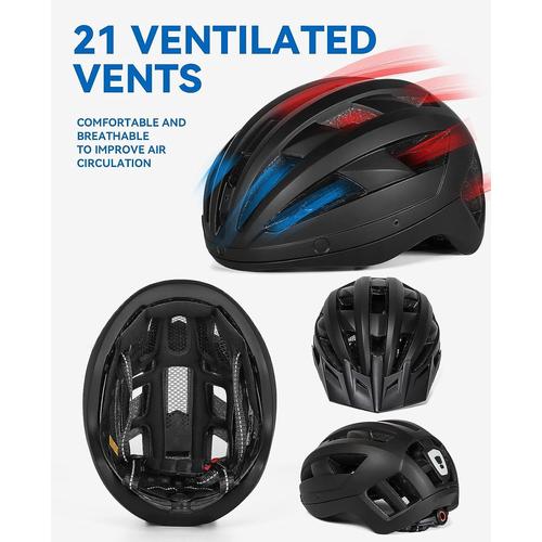 Casque Velo Adulte avec Visière et Lunettes Détachables, Feu Arrière à LED  Rechargeable Casque VTT Casque Cyclisme pour Homme Femme et Adolescent,  Taille M/L/XL