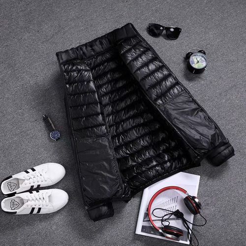 Doudoune Légere Anti-Saison Hommes Col Montant A Capuche Section Mince Manteau Court Léger D'âge Moyen Et Jeunes Grande Taille Dégagement De Vetements Pour Hommes