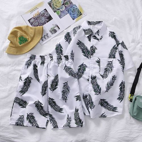 Chemise D'été A Manches Courtes Costume Hommes 2019 Nouvelle Tendance Un Ensemble De Vetements Homme Beau Costume Japonais Deux Pieces