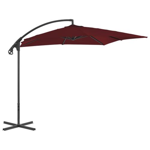 Parasol Meuble De Jardin Déporté Avec Mât En Acier 250 X 250 Cm Rouge Bordeaux Helloshop26 02_0008465