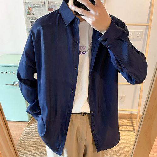 Chemise De Marque A La Mode Hommes A Manches Longues A La Mode Tie-Dye Chemise Polarisée Hip-Hop Couple Brillant Manteau Glace Soie Glissant Top Vetements