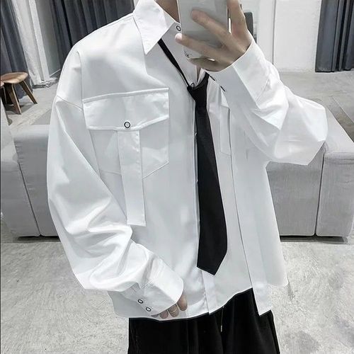 Envoyer Cravate Adolescents Drapé Chemise Hommes A Manches Longues Version Coréenne A La Mode Belle Style Japonais Dk Uniforme Chemise