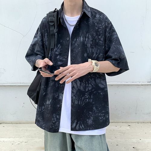 Section Mince Chemise Hawaienne Garçons Été Tendance Haut Ample Vetements Design Tie-Dye A Manches Courtes Fleur Chemise Veste