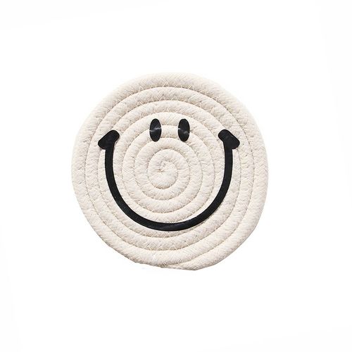 Nouveau Set De Table En Corde De Coton Tissé Ins Smile, Tapis De Table, Sous-Verres, Tasse, Bol, Coussins Isolants, Décoration De Table, Accessoires De Cuisine