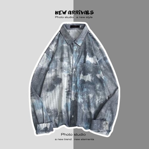 Style Rétro Chemise A Manches Longues Hommes Japonais Hawaien Style Coréen Tendance Couple Imprimé Floral Printemps Et Automne Chemise Veste