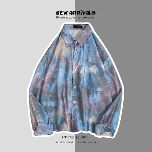 Style Rétro Chemise A Manches Longues Hommes Japonais Hawaien Style Coréen Tendance Couple Imprimé Floral Printemps Et Automne Chemise Veste