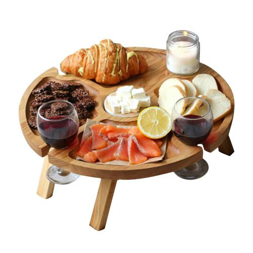 Table De Pique-Nique Pliante Portable En Bois, Planche À Fromage De Camping, Table De Collation Pliante, Table À Vin T1, Table À Fruits Touristique, Extérieur