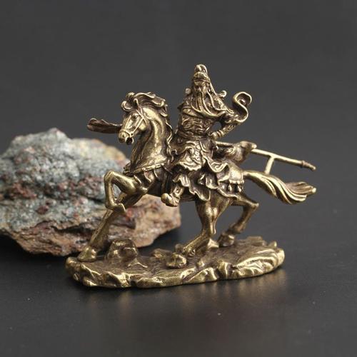Ornements de décoration de bureau en laiton, Statue du dieu de la richesse chinois à cheval, Gong, accessoires de décoration pour la maison