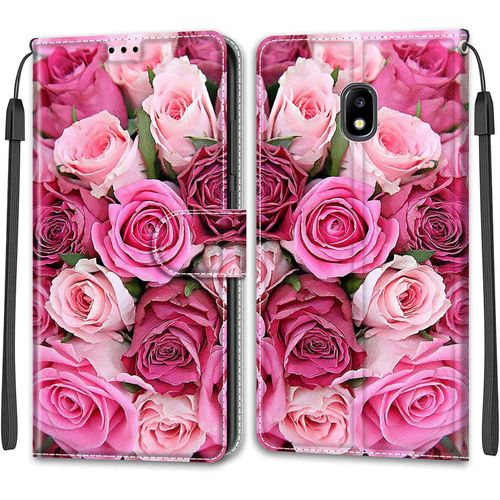 Coque Pour Samsung Galaxy J5 2017 /J530, Etui Samsung J5 2017 /J530, Housse De Galaxy J5 2017 /J530 En Cuir Pu,Etui Housse En Cuir De Protection Avec [Magnetique] Portefeuille Case(Rose 2)