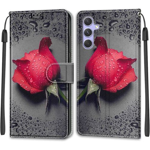 Coque Samsung Galaxy A24 4g, Etui Samsung Galaxy A24 4g, Etui Housse En Cuir Flip Case Fonction Support Housse Avec Fentes De Cartes Magnetique Portefeuille Protection Case (Rose 1)