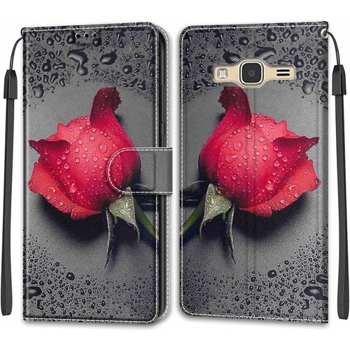 Coque Pour Samsung Galaxy J3 2016/J310, Etui Samsung J3 2016/J310, Housse De Galaxy J3 2016/J310 En Cuir Pu, Etui Housse En Cuir De Protection Avec [Magnetique] Portefeuille Case(Rose 1)