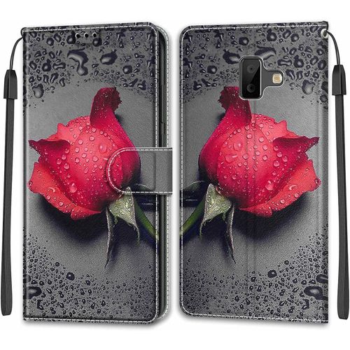 Coque Pour Samsung Galaxy J6 Plus 2018, Etui Samsung J6 Plus 2018, Housse De Galaxy J6 Plus 2018 En Cuir Pu, Etui Housse En Cuir De Protection Avec [Magnetique] Flip Portefeuille (Rose 1)