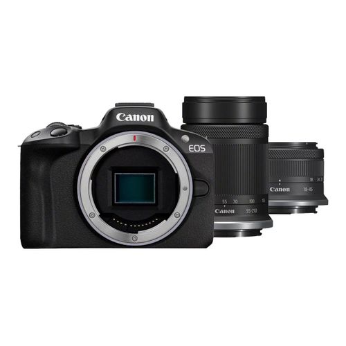 Appareil photo Système sans miroir Canon EOS R50 sans miroir - 24.2 MP - APS-C - 4K / 30 pi/s - 2.5x zoom optique objectif RF-S 18 - 45mm F4.5 - 6.3 IS STM, 55 - 210 mm F5.0-7.1 IS STM - Wi-Fi...