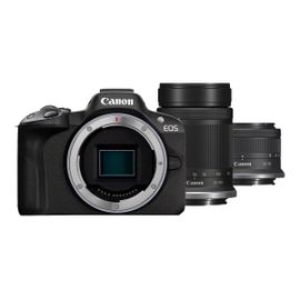 Appareil photo Système sans miroir Canon EOS R50 sans miroir - 24.2 MP - APS-C - 4K / 30 pi/s - 2.5x zoom optique objectif RF-S 18 - 45mm F4.5 - 6.3 IS STM, 55 - 210 mm F5.0-7.1 IS STM - Wi-Fi...