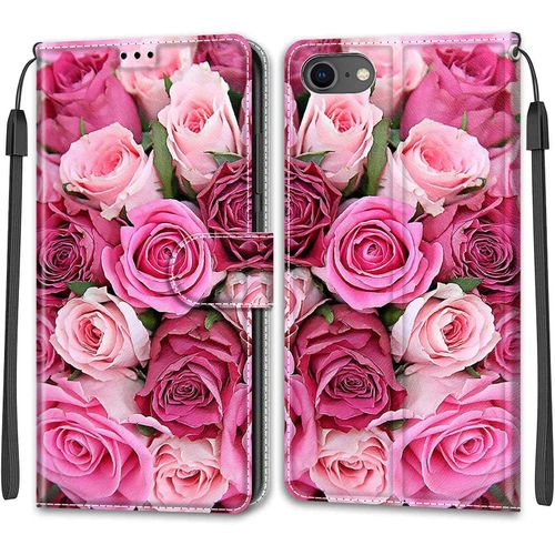 Coque Iphone Se 2020 / Iphone 8 / Iphone 7 (4,7 Pouces), Etui Housse En Cuir Coque Flip Case Fonction Support Housse Avec Fentes De Cartes Magnetique Portefeuille Protection Case (Rose 2)