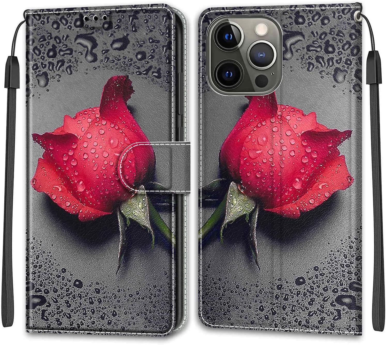 Coque Iphone 13 Pro, Etui Iphone 13 Pro (6,1 Pouces), Etui Housse En Cuir Coque Flip Case Fonction Support Housse Avec Fentes De Cartes Magnetique Portefeuille Protection Case (Rose 1)