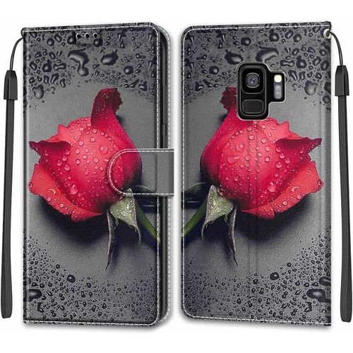 Coque Pour Samsung Galaxy S9 Plus, Etui Samsung S9 Plus, Housse De Galaxy S9 Plus En Cuir Pu, Etui Housse En Cuir De Protection Avec [Magnetique] Flip Portefeuille Antichoc Case(Rose 1)
