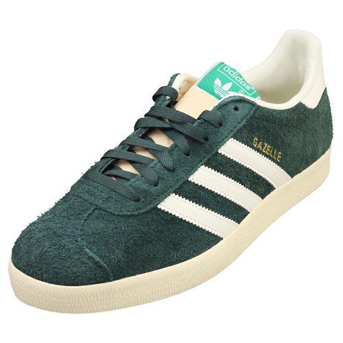 Adidas Gazelle Pour Hommes Baskets Mode En Cuir Et Synthétique Vert Off Blanc