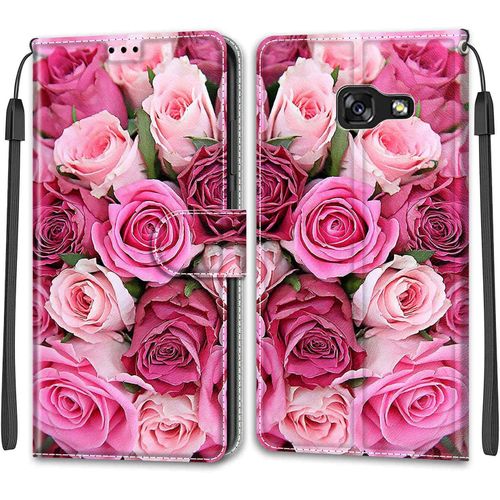 Coque Pour Samsung Galaxy A5 2017 /A520, Etui Samsung A5 2017 /A520, Housse De Galaxy A5 2017 /A520 En Cuir Pu, Etui Housse En Cuir De Protection Avec [Magnetique] Flip Case (Rose 2)