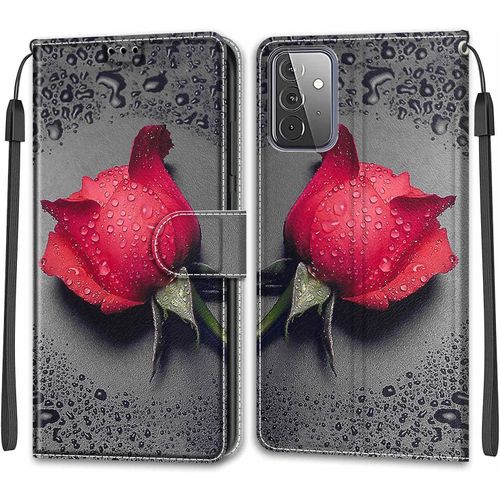 Coque Pour Samsung Galaxy A72 5g, Etui Samsung A72 5g, Housse De Galaxy A72 5g En Cuir Pu, Etui Housse En Cuir De Protection Avec [Magnetique] Flip Portefeuille Antichoc Case(Rose 1)