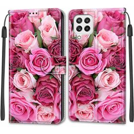 Coque Pour Samsung Galaxy A22 4g, Etui Samsung A22 4g, Housse De Galaxy A22 4g En Cuir Pu, Etui Housse En Cuir De Protection Avec [3 Emplacements Pour Cartes] [Magnetique] Flip Case(Rose 2)