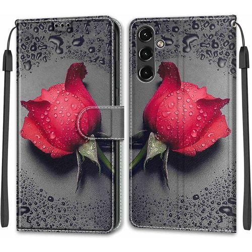 Coque Samsung Galaxy A14 5g, Etui Samsung Galaxy A14 5g, Etui Housse En Cuir Flip Case Fonction Support Housse Avec Fentes De Cartes Magnetique Portefeuille Protection Case (Rose 1)