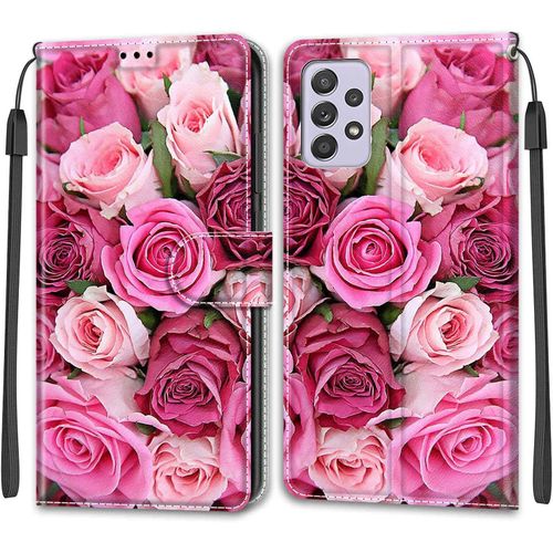 Coque Pour Samsung Galaxy A33 5g, Etui Samsung A33 5g, Housse De Galaxy A33 5g En Cuir Pu, Etui Housse En Cuir De Protection Avec [3 Emplacements Pour Cartes] [Magnetique] Flip Case(Rose 2)