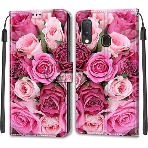 Coque Pour Samsung Galaxy A20e /A10e, Etui Samsung A20e /A10e, Housse De Galaxy A20e /A10e En Cuir Pu, Etui Housse En Cuir De Protection Avec [Ranges Cartes] [Magnetique] Flip Case(Rose 2)