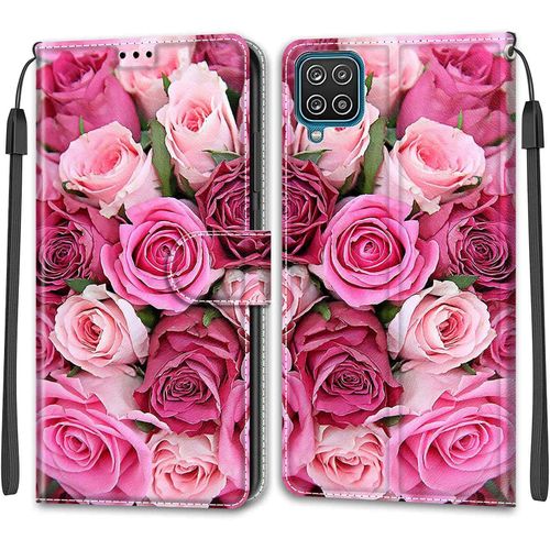 Coque Pour Samsung Galaxy A12/ M12, Etui Samsung A12/ M12, Housse De Galaxy A12/ M12 En Cuir Pu, Etui Housse En Cuir De Protection Avec [Ranges Cartes] [Magnetique] Flip Case(Rose 2)