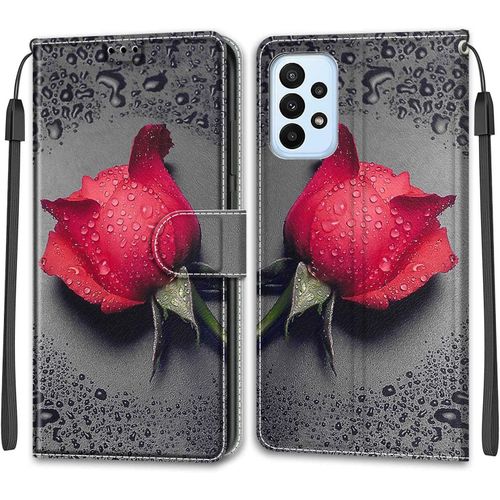 Coque Pour Samsung Galaxy A23 5g, Etui Samsung A23 5g, Housse De Galaxy A23 5g En Cuir Pu, Etui Housse En Cuir De Protection Avec [3 Emplacements Pour Cartes] [Magnetique] Flip Case(Rose 1)