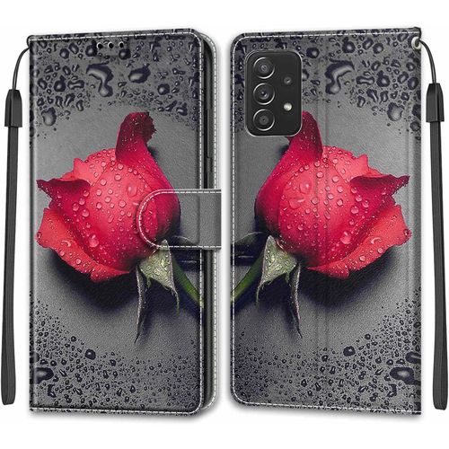 Coque Pour Samsung Galaxy A53 5g, Etui Samsung A53 5g, Housse De Galaxy A53 5g En Cuir Pu, Etui Housse En Cuir De Protection Avec [Magnetique] Flip Portefeuille Antichoc Case(Rose 1)