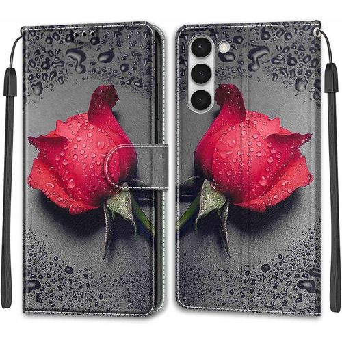 Coque Samsung Galaxy S23, Etui Samsung Galaxy S23, Etui Housse En Cuir Flip Case Fonction Support Housse Avec Fentes De Cartes Magnetique Portefeuille Protection Case (Rose 1)
