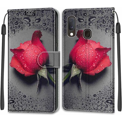 Coque Pour Samsung Galaxy A20e /A10e, Etui Samsung A20e /A10e, Housse De Galaxy A20e /A10e En Cuir Pu, Etui Housse En Cuir De Protection Avec [Ranges Cartes] [Magnetique] Flip Case(Rose 1)