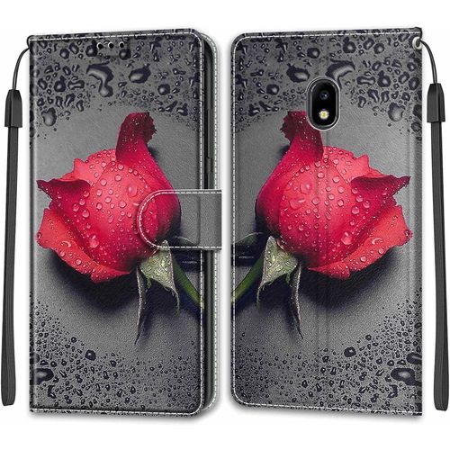 Coque Pour Samsung Galaxy J3 2017/J330, Etui Samsung J3 2017/J330, Housse De Galaxy J3 2017/J330 En Cuir Pu, Etui Housse En Cuir De Protection Avec [Magnetique] Portefeuille Case(Rose 1)