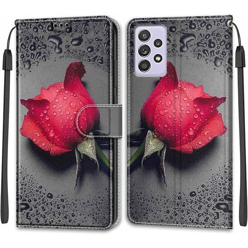 Coque Pour Samsung Galaxy A52s 5g/ A52 4g/5g, Etui Samsung A52s 5g/ A52 4g/5g, Housse De Galaxy A52s 5g/ A52 4g/5g En Cuir Pu, Etui Housse En Cuir De Protection Magnetique Flip Case(Rose 1)
