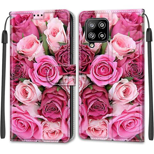Coque Pour Samsung Galaxy A42 5g, Etui Samsung A42 5g, Housse De Galaxy A42 5g En Cuir Pu, Etui Housse En Cuir De Protection Avec [3 Emplacements Pour Cartes] [Magnetique] Flip Case(Rose 2)