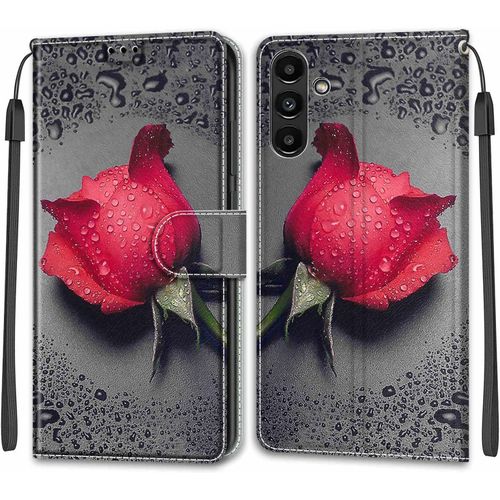 Coque Samsung Galaxy A54 5g, Etui Samsung Galaxy A54 5g, Etui Housse En Cuir Flip Case Fonction Support Housse Avec Fentes De Cartes Magnetique Portefeuille Protection Case (Rose 1)